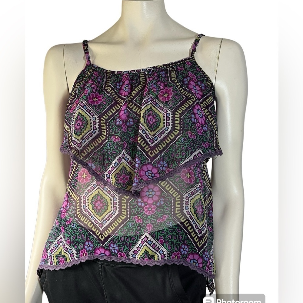 Lily White Sheer Layered Asymmetrical Tank Top